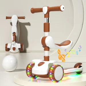 Children’s Folding Pedal Scooter Tricycle with Safety Features 3-Wheel Electric Balance Toy for 2-8 Years