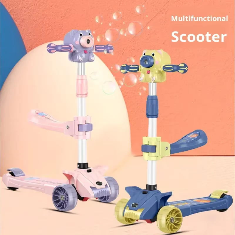 Children's Kid Scooters Baby Can Push and Slide on the Scooter With Bubble and Colorful Light
