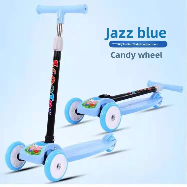 Children's Meter High Foldable 3-Wheel Flashing Wheels Scooter for 3-7 Years Old