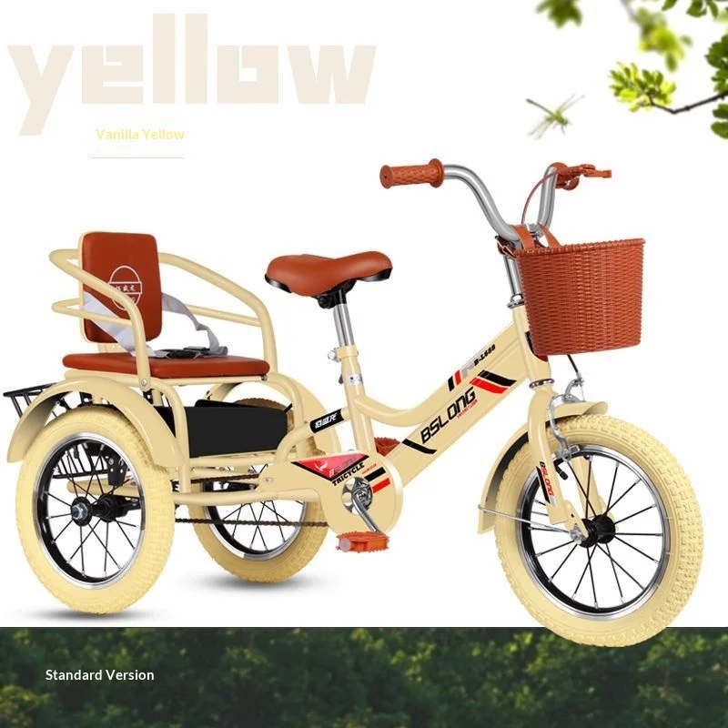 Children's Pedal Tricycle Rear Cargo Box Double Seat for 3-6-12 Year Old Kids Large Size for Boys Girls Model TT749642667625