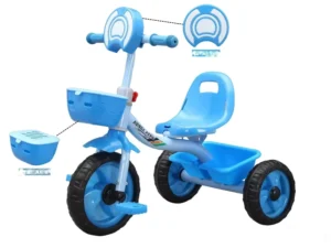Children’s Pedal Tricycle Steel Frame Plastic Stylish Front Design with Music & Lights EVA Wheels for 1 6 Years
