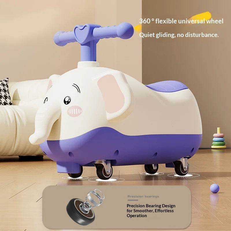 Children's Plastic Peanut Car 3-Wheel Multi-function Scooter 1-3 Years Old Baby Gift Rocking Horse Rideable Twist Car