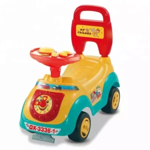 Children’s Plastic Push Car on Toys with BB Whistle Baby Free Cartoon Car on Wheels for Children