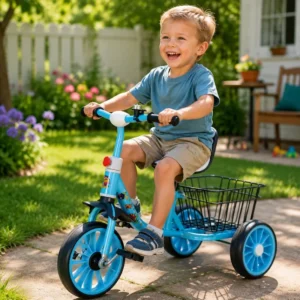 Children’s Plastic Tricycle & Baby Bicycle, 2-3-6 Years Old, Kids Pedal with Replaceable Bucket Stroller