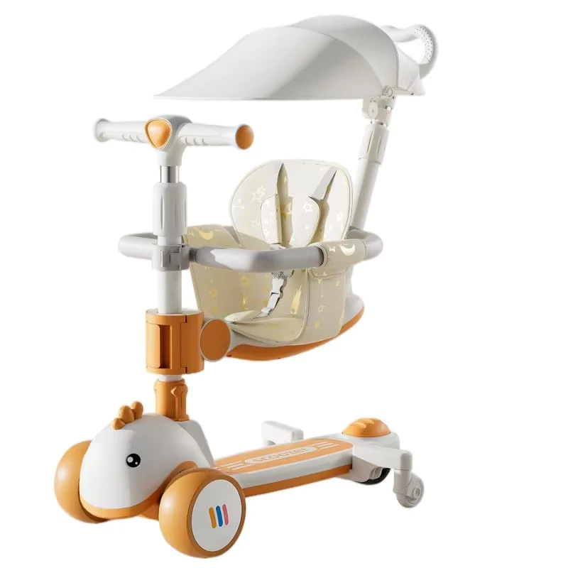 Children's Scooter 3 in 1 Multifunctional with Sunshade and Push Handle for 2 to 4 Years