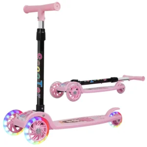 Children’s Scooter Adjustable Handlebar Foldable Kids Scooter Three LED Luminous Wheels Kid Kick Scooter for Children