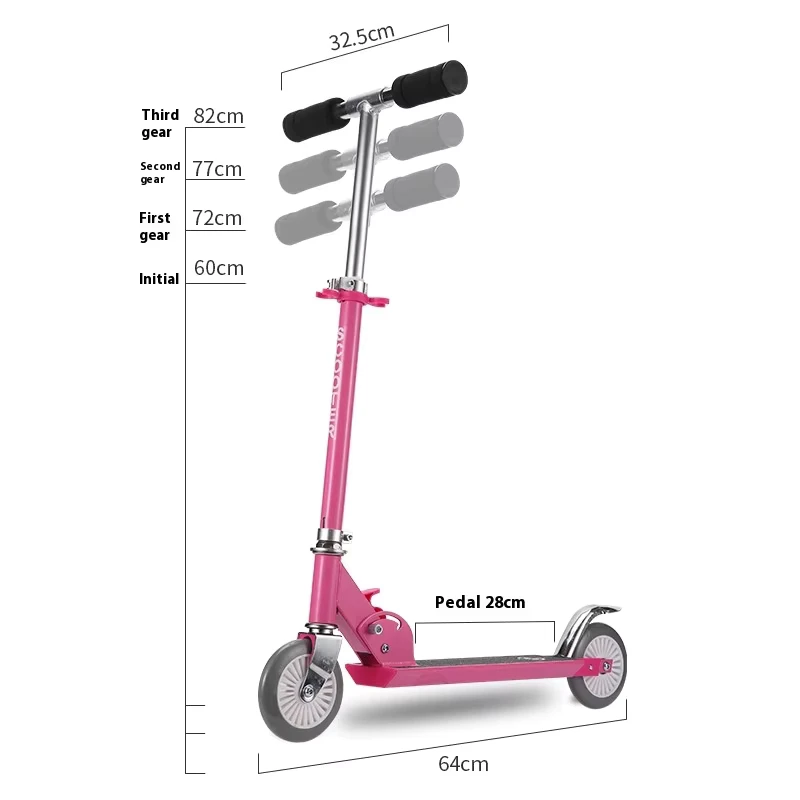 Children's Scooter Aluminum Alloy Foldable Skateboard Plastic for Outdoor Use