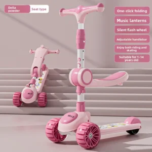 Children’s Scooter Foldable Three Wheel Modern Plastic Child Toy