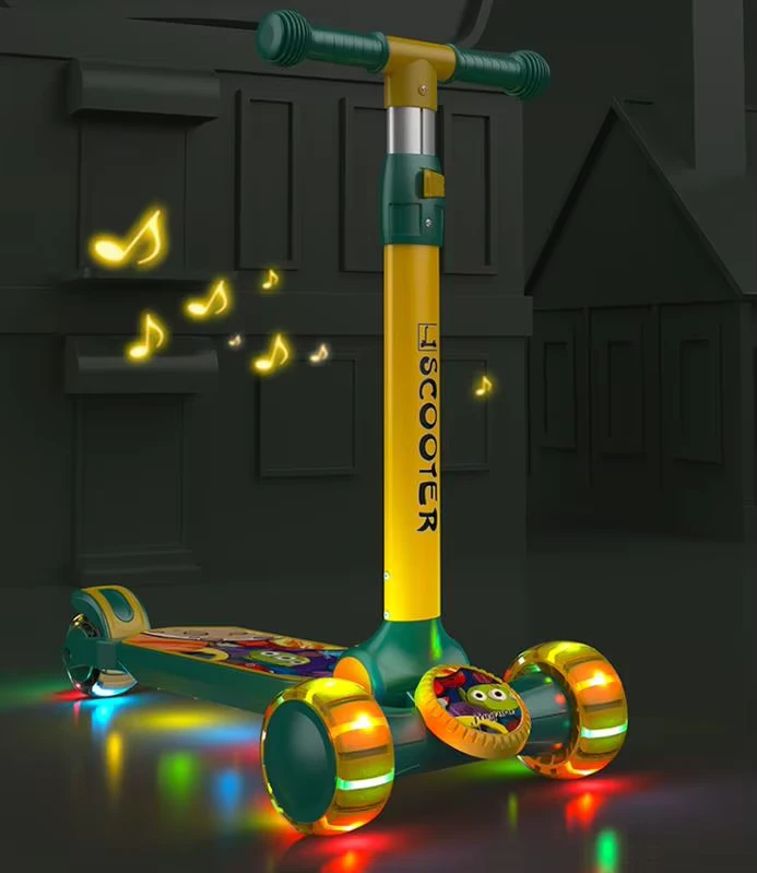 Children's Scooter Kids 3 Wheels 4 Adjustable Heights Kids' Kick Scooter With Extra Wide PU Light Up Wheels