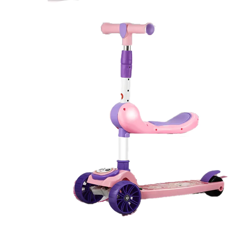 Children's Scooter Kids 3 Wheels 4 Adjustable Heights Kids' Kick Scooter with Extra Wide PU Light Up Wheels