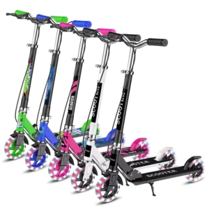 Children’s Scooter Light up 2 Big Wheels Foldable and Height Adjustable Kids’ Kick Scooter for Girls Boys Ages 3+ to Teen