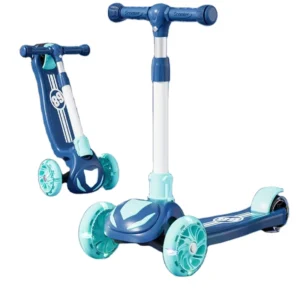 Children’s Scooter Three-wheeled Height-adjustable Scooter with Lights Can Be Used for Gliding and Sitting