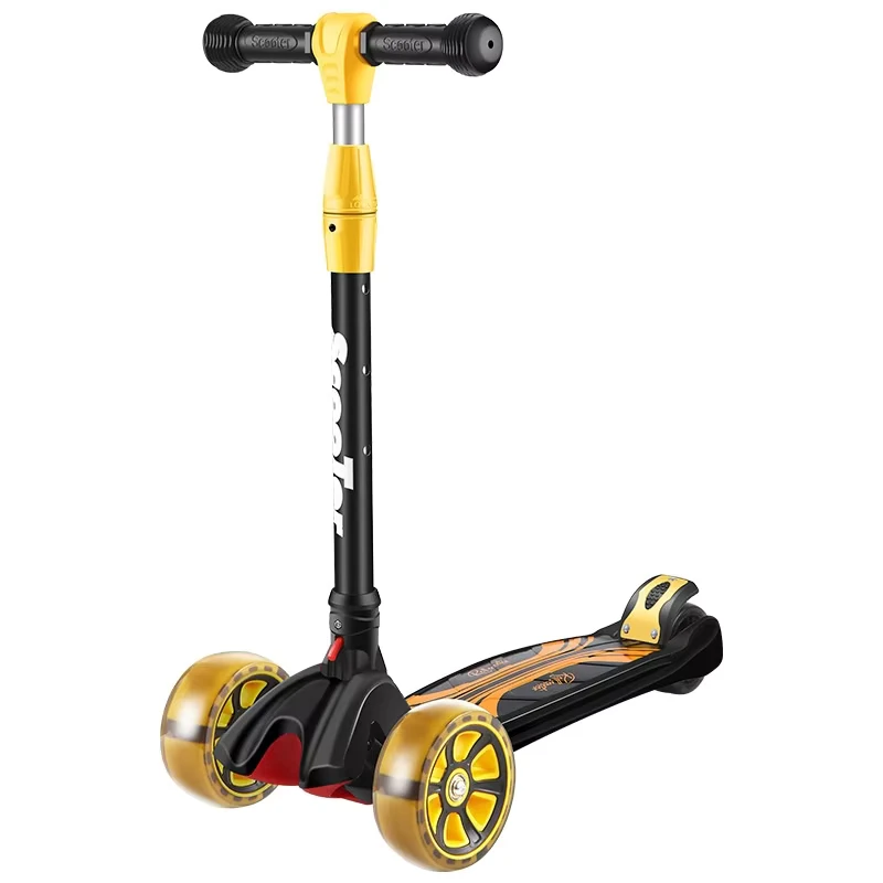 Children's Scooter with Adjustable Height and Flashing Lights Aluminum Alloy for Boys and Girls Aged 3-12