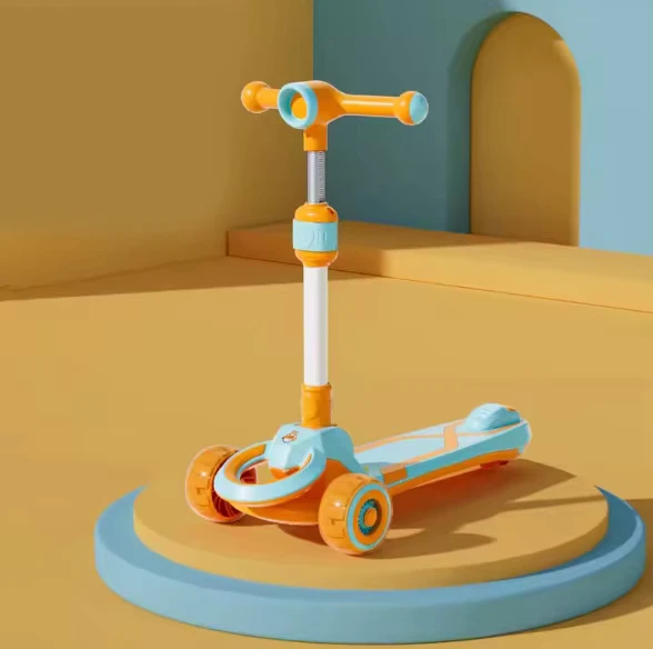Children's Scooter with Aluminum Wheels and PU Tires Adjustable Height Colorful Lights Suitable for 3 8 Years Old
