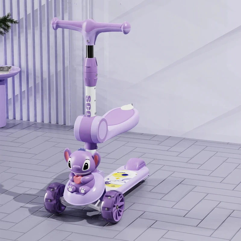 Children's Scooters Ages 3 12 Three Wheel Foldable Height Adjustable Modern Plastic Balance Bike Toy with Seat Included