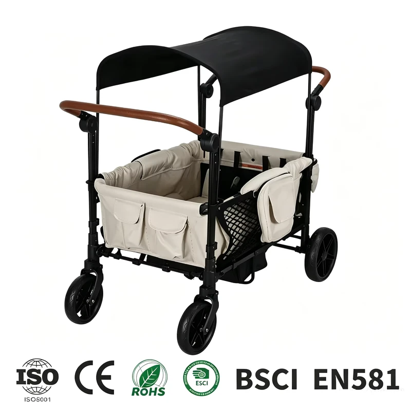Children's Stroller Reclining Folding High View Design Two Way Push Aluminum Frame EVA Silent Wheels For Outdoor