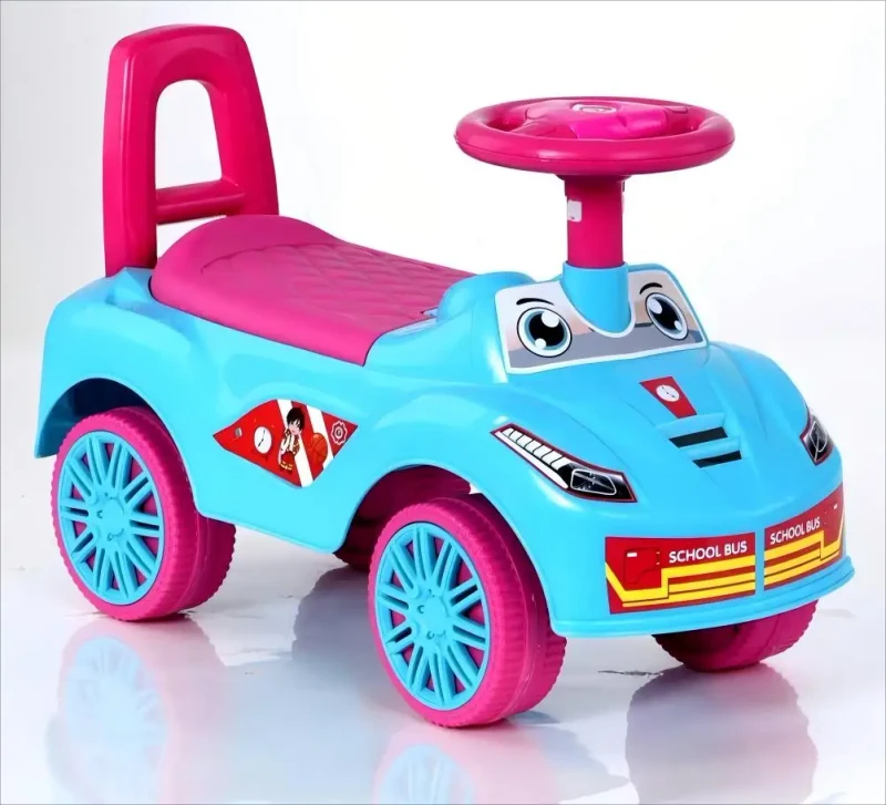 Children's Swing Car 2-4 Years Old Anti-Rollover Music Lighting Push Belt Guardrail Plastic Unisex