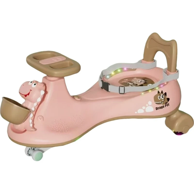 Children's Swing Car with Light PU Wheels and Pedal Sliding Feature Music-Enabled Wiggle Car for Kids' Fun Drive