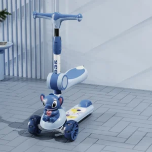 Children’s Three-In-One Foldable Outdoor Scooter Skateboard Balance Bike with PU Wheels Seat Included