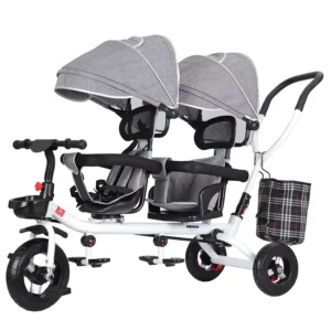 Children’s Three Wheel Bike Twin Stroller Double Baby Pedal Bike Infant Lightweight Stroller Baby Carriage