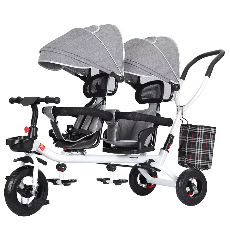 Children's Three Wheel Bike Twin Stroller Double Baby Pedal Bike Infant Lightweight Stroller Baby Carriage