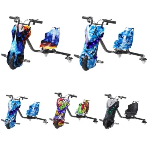 Children’s Three Wheel Electric Scooter with Iron Frame and Seat Included (Drift Design)