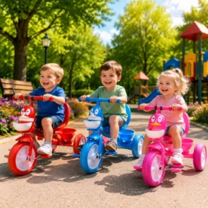 Children’s Three Wheel Tricycle Bicycle, Sliding Baby, Boys and Girls 1-6 Years, 4-in-1 Trolley Stroller Plastic