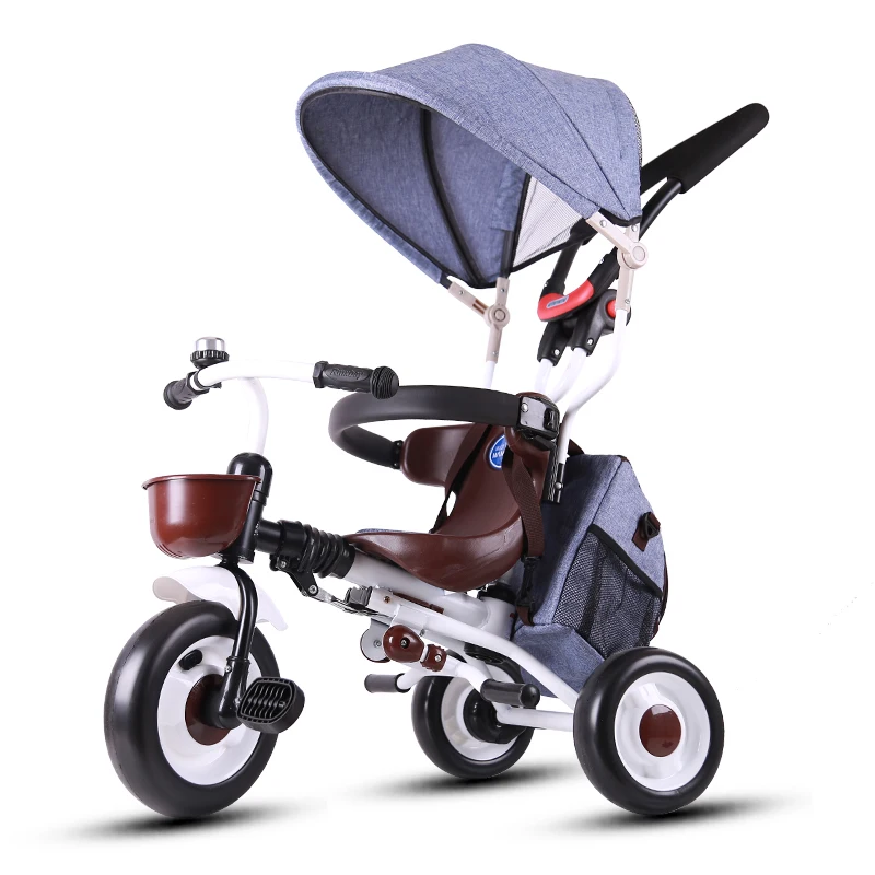 Children's Three Wheeled Tricycle Parent's Hand Baby Bike Foldable Disc Brake System Aluminum Steel Fork Colorful Spoke Sale