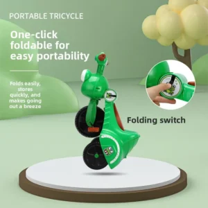 Children’s Tricycle 2-4 Years Old Boys and Girls Riding Car Cartoon Shape Foldable Light Music Scooter Plastic