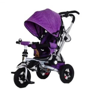 Children’s Tricycle 3 in 1 Baby Tricycle with Push Handle Rear Seats Rubber Wheels Boys and Girls 1 to 6 Years