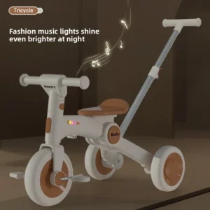 Children’s Tricycle Bicycle Multifunctional Trolley Baby Ride Slide Balance Car Metal Frame Stroller for Ages 1 8