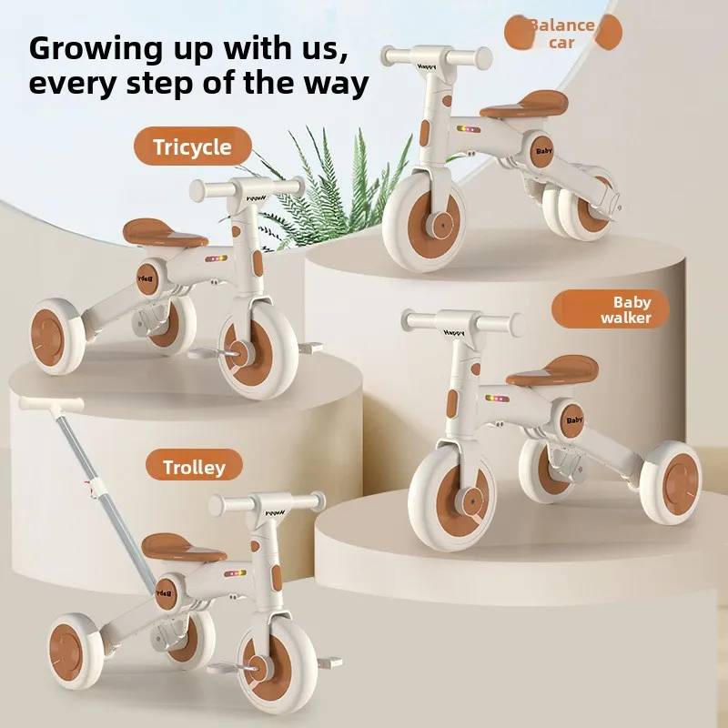 Children's Tricycle Bicycle Multifunctional Trolley Baby Ride & Slide Balance Car Stroller Metal Ages 1-8