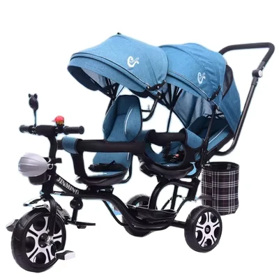 Children's Tricycle Double Seats Two Seater Twins Children's Tricycle