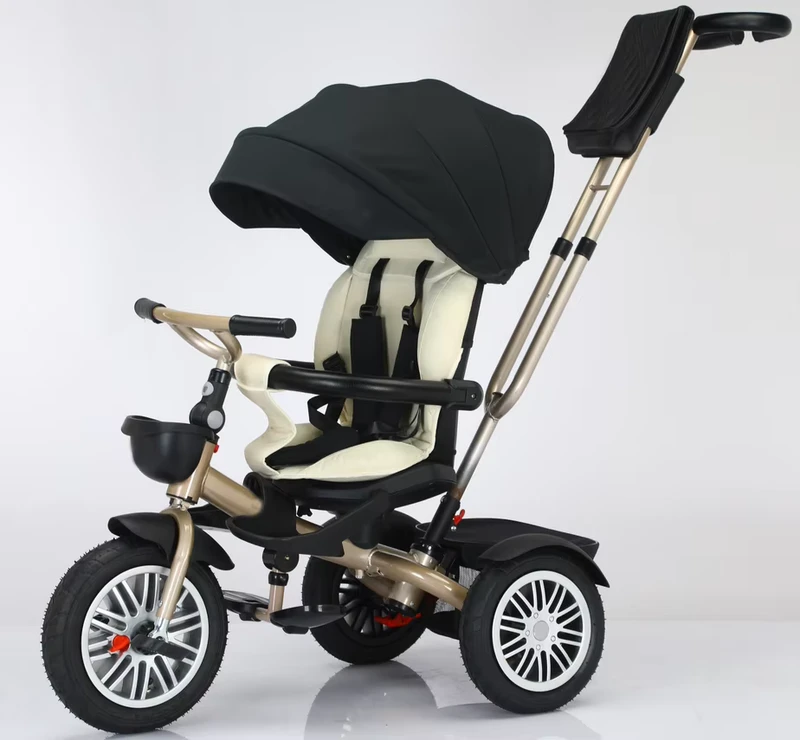 Children's Tricycle Suitable for Children Aged 1 to 3 Equipped with Inflatable Wheels and a 360° Rotating Push Handle Seat