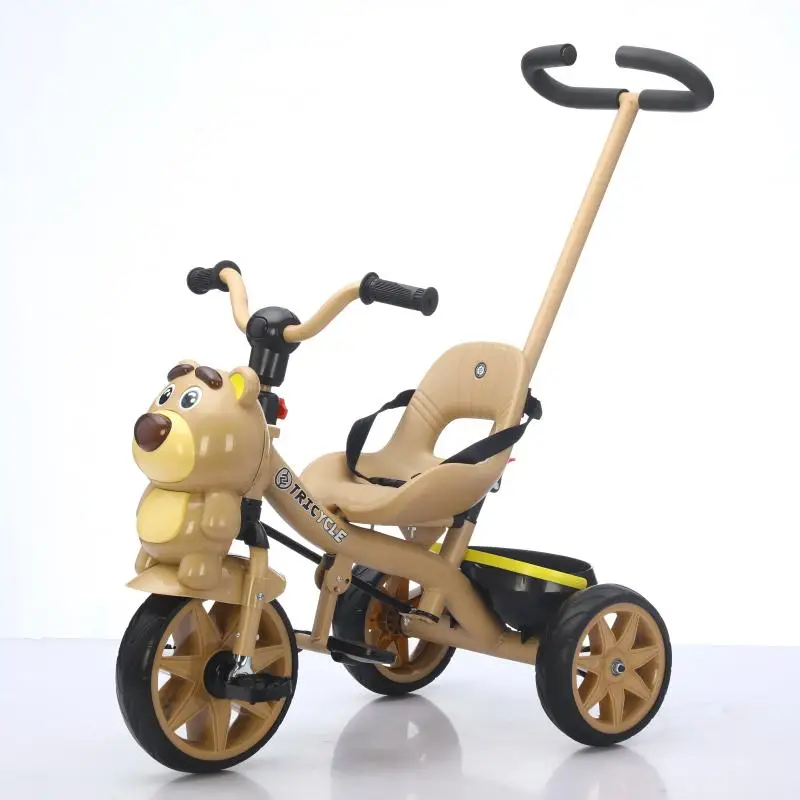 Children's Tricycle with Push Handle Bicycle Lighting Music 2 to 5 Year Old Baby Toy Car