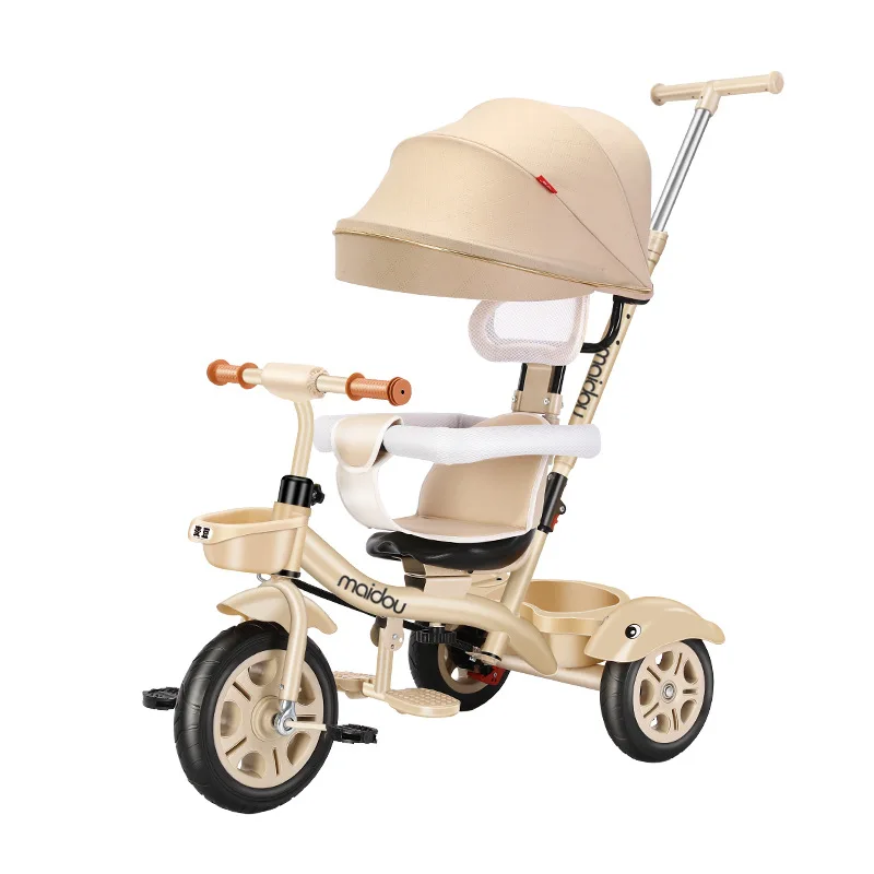 Children's Tricycles with Sunshades and Swivel Seats Suitable for Infants and Toddlers Also Function As Pushchairs