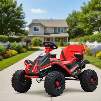 Children's Unisex Electric Two-Wheel SUV Ride-On Toy with 390 Motor Music Lighting for 2-4 5-7 Years Battery-Powered Plastic Car
