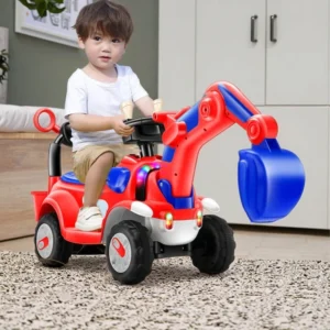 Children’s Unisex Excavator Ride On Electric Digger Backhoe Mud Digger Toy Car 2 to 4 Years Battery Powered Plastic ABS