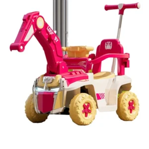 Children’s electric excavator toy car large size can be sat on ridden or pushed remote controlled rechargeable for boys