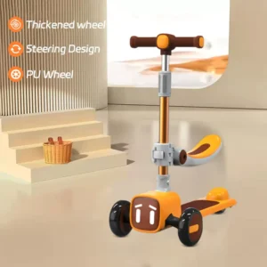 China Durable Height Adjustable 3 Wheeled Kids Scooter Foldable Children Kick Scooter with Seat Scooter Kids 3 in 1