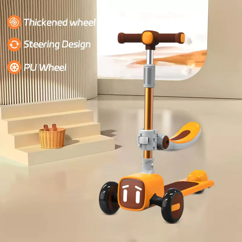 China Durable Height Adjustable 3 Wheeled Kids Scooter Foldable Children Kick Scooter with Seat Scooter Kids 3 in 1