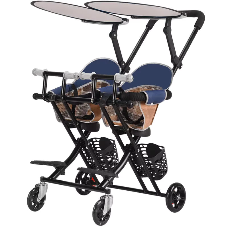 China Factory Direct Selling Foldable Baby Stroller for Twins Double Seat 0 5yrs Push Chair Baby Stroller Twin Strollers