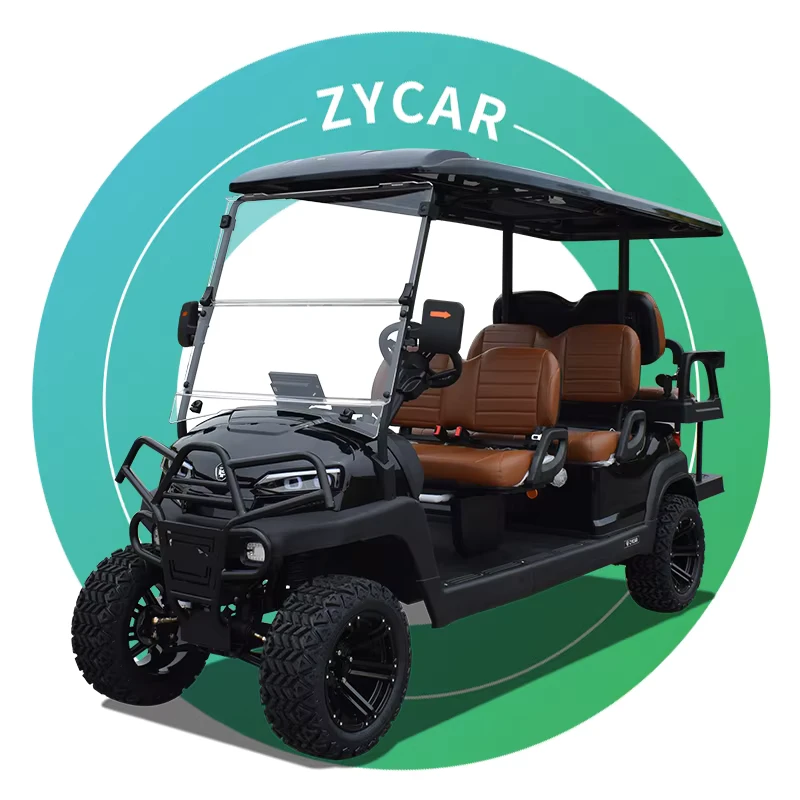 Chinese Factory 4+2 6 Seater Luxury Electric Golf Car Lithium Battery Seats High End Golf Carts