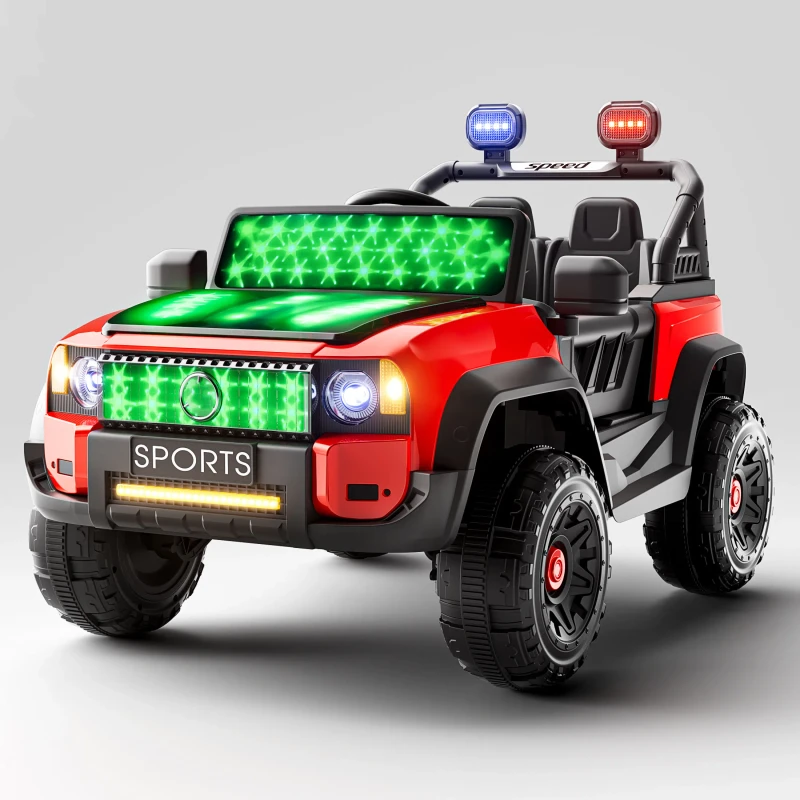 Classic Four Wheeled Electric Ride on Toy for Kids Dual Remote Control 2 Seater Car for Children Made of Durable Plastic
