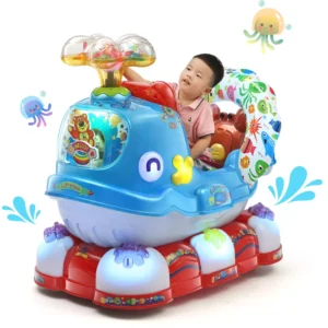 Classic Indoor Whale-Themed Coin Operated Rocking Car Adventure Park Swing Machine Made Durable PP Plastic for Entertainment