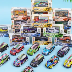Classic Pull Back Die Cast Metal Cartoon Car Friction Powered Toy Car Set Gift Box for Kids Unisex Children