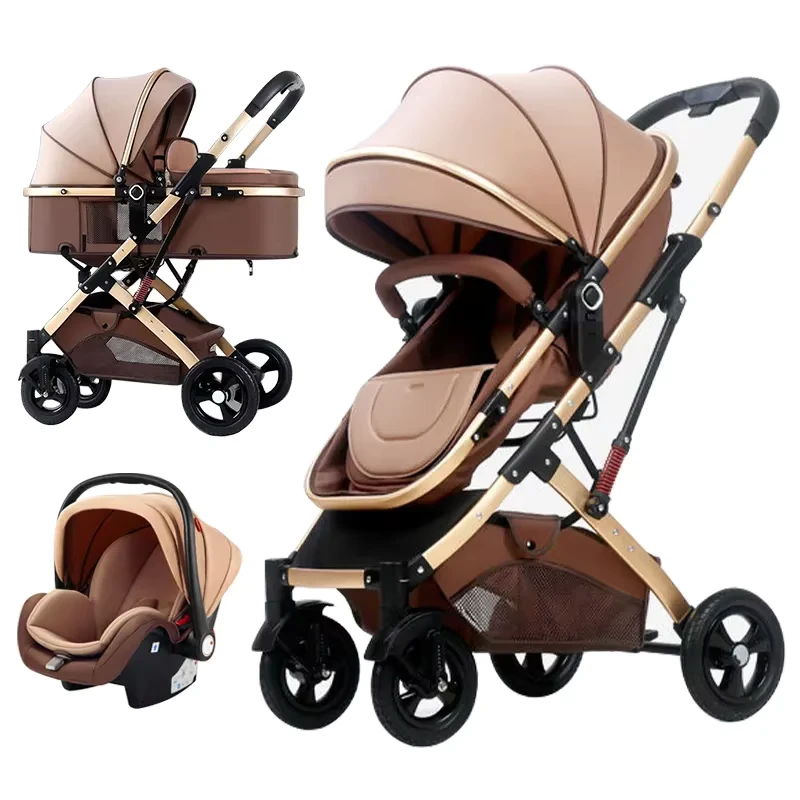 Coches Para Bebe High Landscape Baby Stroller With Car Seat Foldable Two Way Push Baby Trolley