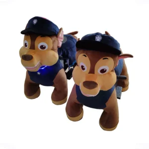 Coin Operated Battery Motorized Kids Plush Walking Stuffed Animal Ride On Toy for Mall