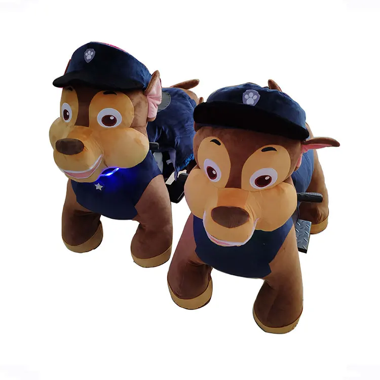 Coin Operated Battery Motorized Kids Plush Walking Stuffed Animal Ride On Toy for Mall