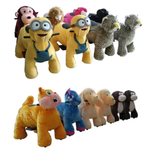 Coin Operated Motorized Toy Riding Animals Walking Kiddie Ride on Plush Animal for Shopping Mall